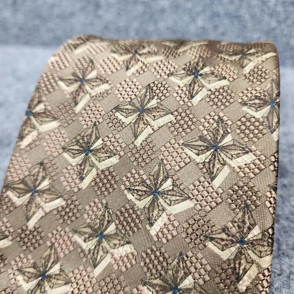 Ermenegildo Zegna Italy Silk Tie Woven Silk Necktie Luxury Brown Gold‎ $395